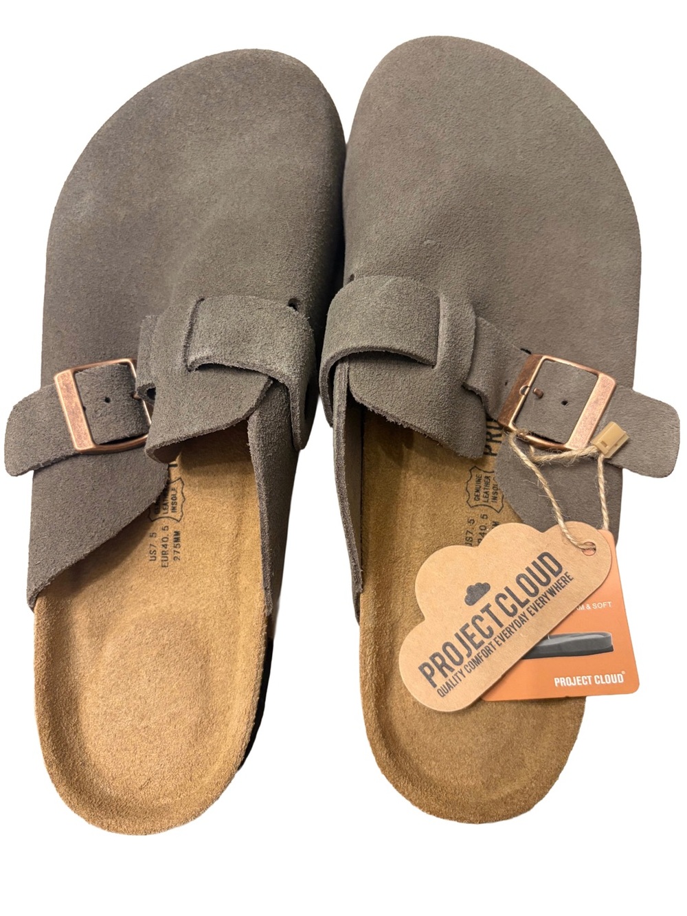 Project Cloud Taupe Suede Slip-On Clogs